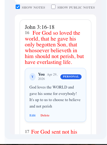 Verse Notes with Tagging